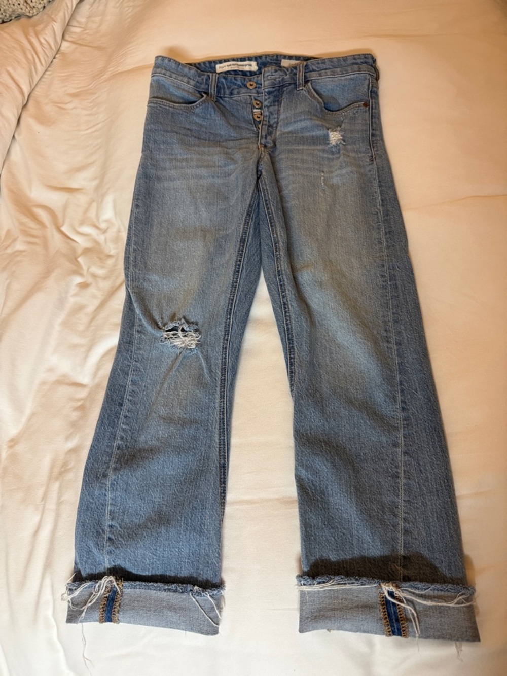 Pilcro Light Blue Distressed Wide-Leg Jeans